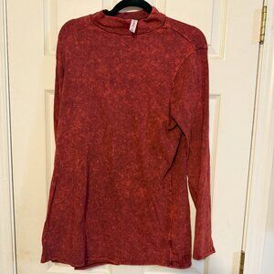 NWT Zenana Mineral Wash Mock Neck Sweater | Red | Plus Size